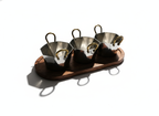 CAR-O-BAR Set of 3 Premium Steel Serving Bowl with Platter | Hexagonal Silver Finish