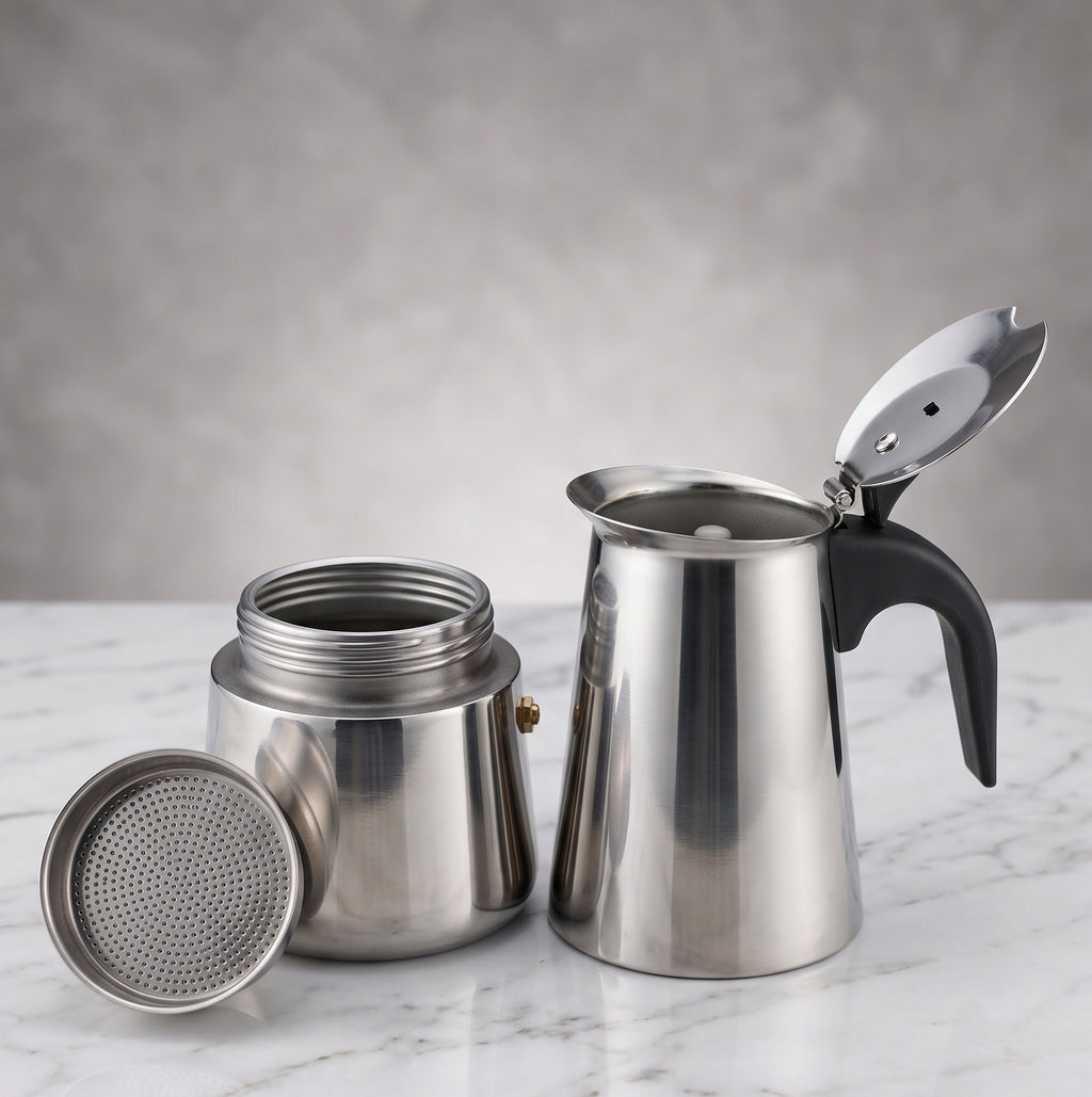 CAR-O-BAR Stainless Steel Moka Pot Coffee Maker For Home