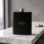 CAR-O-BAR Stainless Steel Black Hip Flask with 4 Shot Glasses For Gift