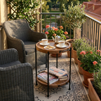 CAR-O-BAR Folding Multipurpose Side Table for Bar & Home - Side Table with 2 Removable Wooden Serving Trays