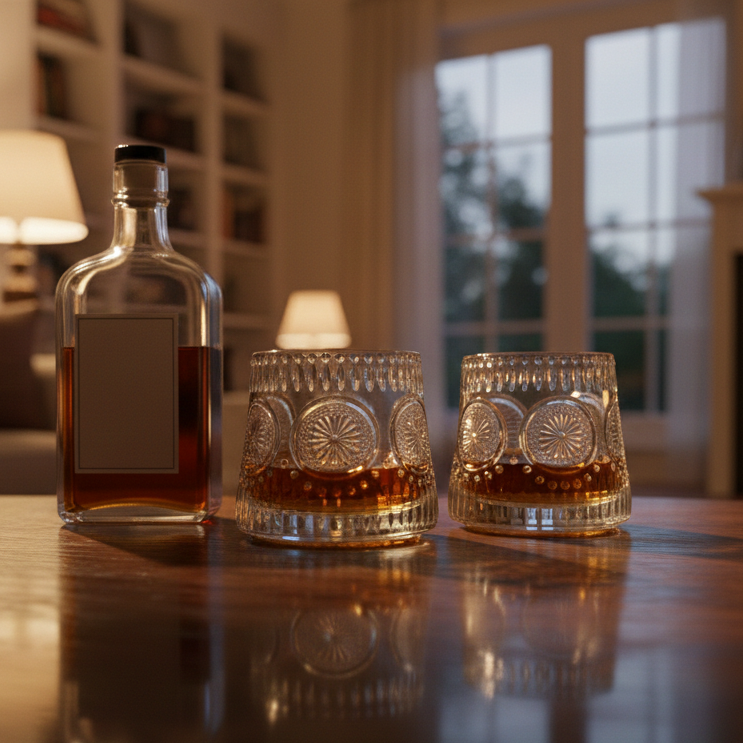 Car-O-Bar Tipsy Whiskey Glass | Crystal Cut Spinning Design  | Set of 6 | 190ml