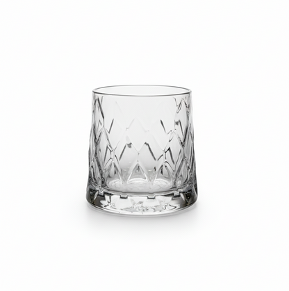 CAR-O-BAR Tipsy Whiskey Glass | Heavy Base Diamond Cut Design| Set of 4