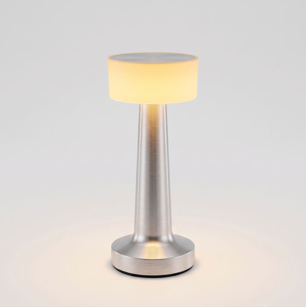 CAR-O-BAR Bar Decor Silver Lamp | 3 Colour Touch Control, USB-C Charging