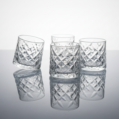 Car-O-Bar Tipsy Spinning Whiskey Glass | Set of 4