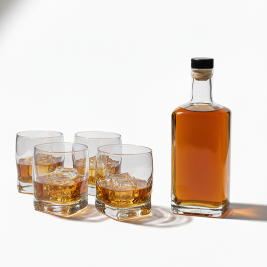 CAR-O-BAR Tipsy Whiskey Glass | Silver Coated Colour | Fluid Design | Set of 4