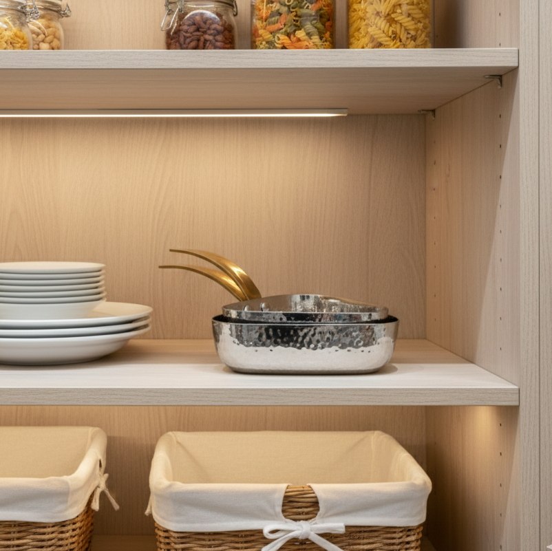 CAR-O-BAR Premium Set of 2 Steel Serving Pan with Handle | Hammered Silver Finish