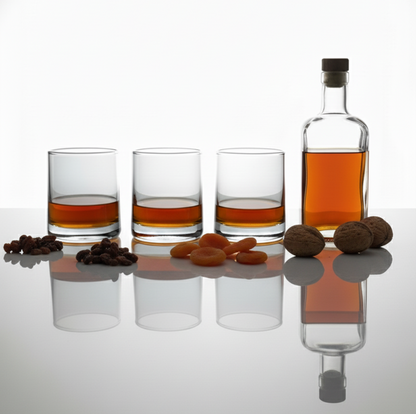 CAR-O-BAR Tipsy Whiskey Glass | Clear Design | Set of 4 | 240ml