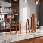 Car-O-Bar Copper Gold Bar Set | 5 Piece Bartender Kit Gift Set