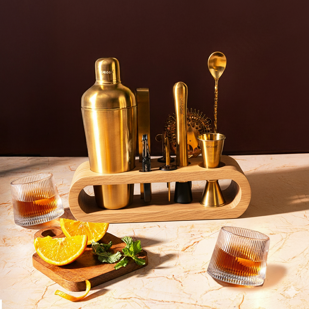 Car-O-Bar Premium Gold Barset with Stand