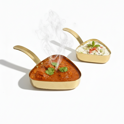 CAR-O-BAR Premium Set of 2 Steel Serving Bowls with Handle | Hammered Gold Finish