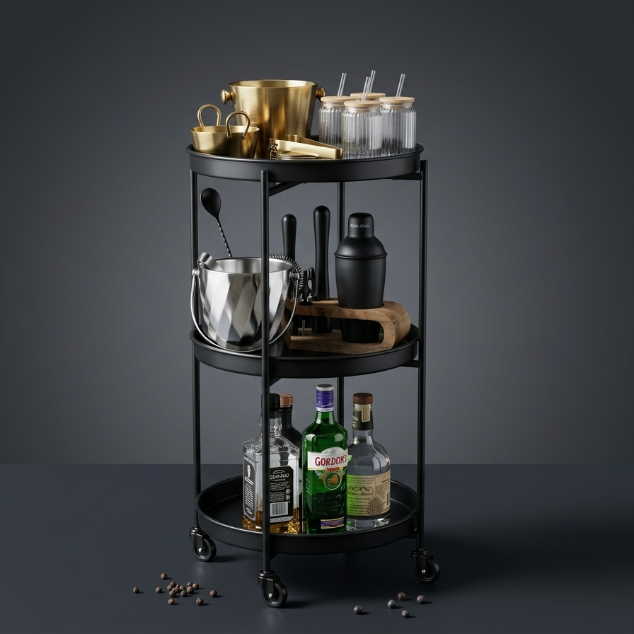 CAR-O-BAR Premium Multipurpose Bar Cart | 3-Tier Bar Trolley for Home