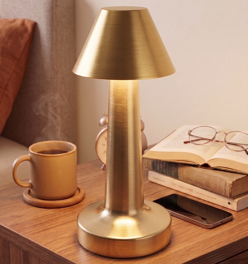 CAR-O-BAR Bar Decor Gold Lamp | 3 Colour Touch Control, USB-C Charging