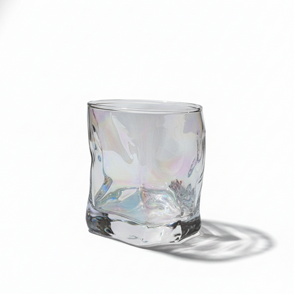 CAR-O-BAR Tipsy Whiskey Glass | Silver Coated Colour | Fluid Design | Set of 4