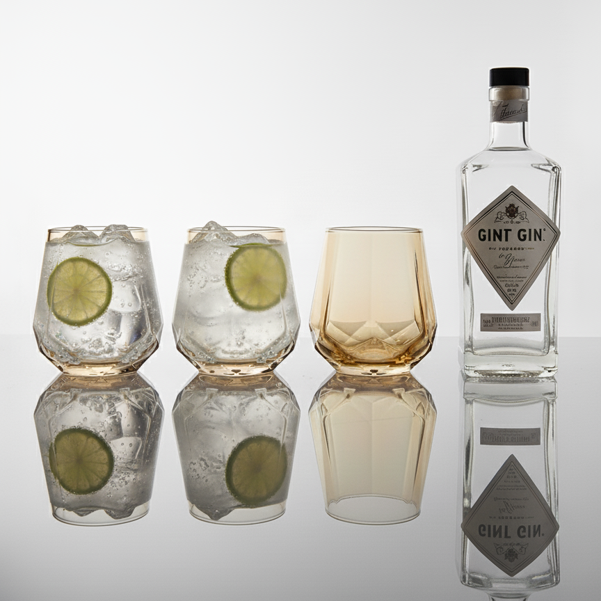 CAR-O-BAR Tipsy Whiskey Glass | Crystal Cut Design | Set of 6 | 310ml