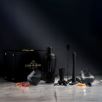 Car-O-Bar Bar Set with Glasses Gift Set | 12 Pieces Black Bartender Kit with 2 Cocktail Glasses
