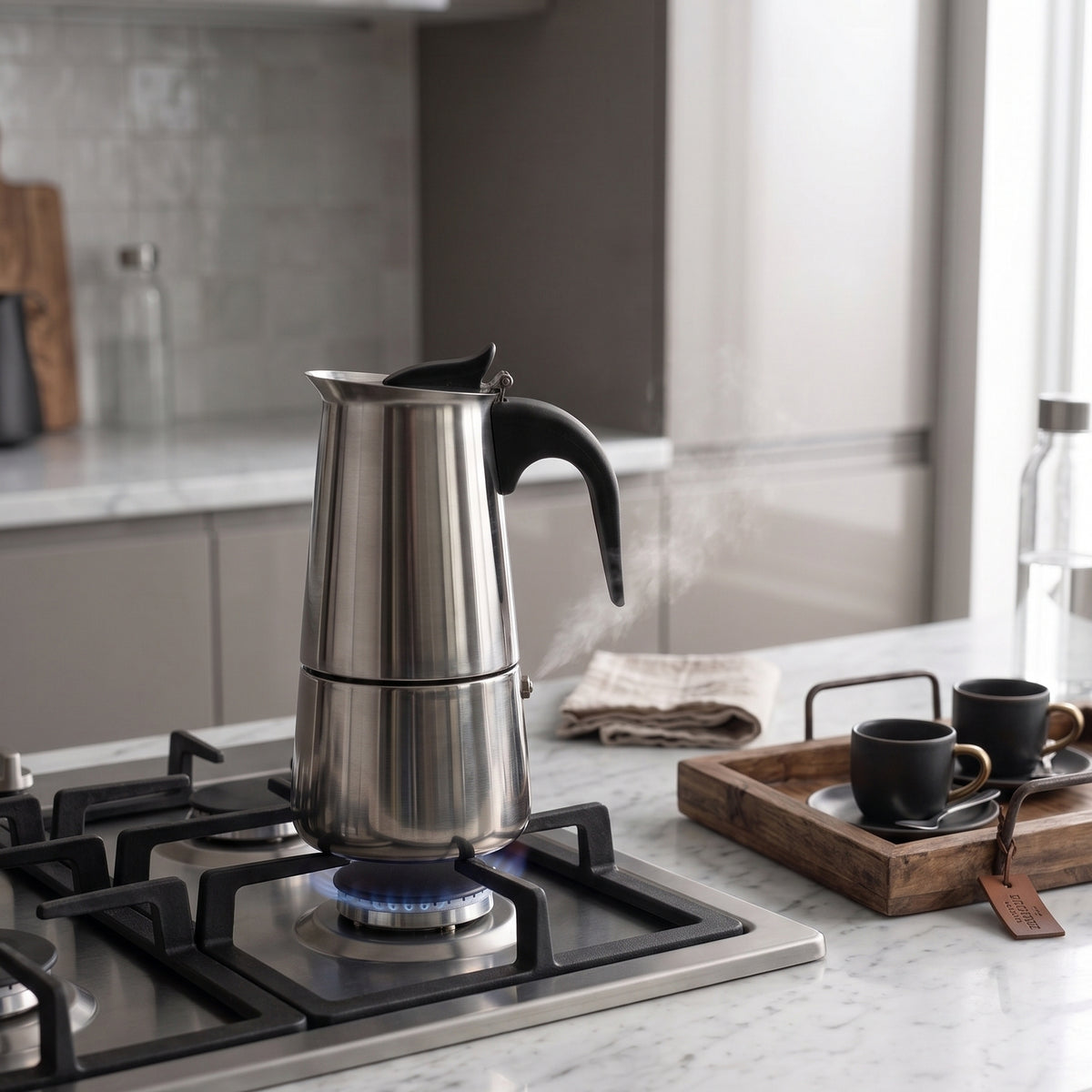 CAR-O-BAR Stainless Steel Moka Pot Coffee Maker For Home