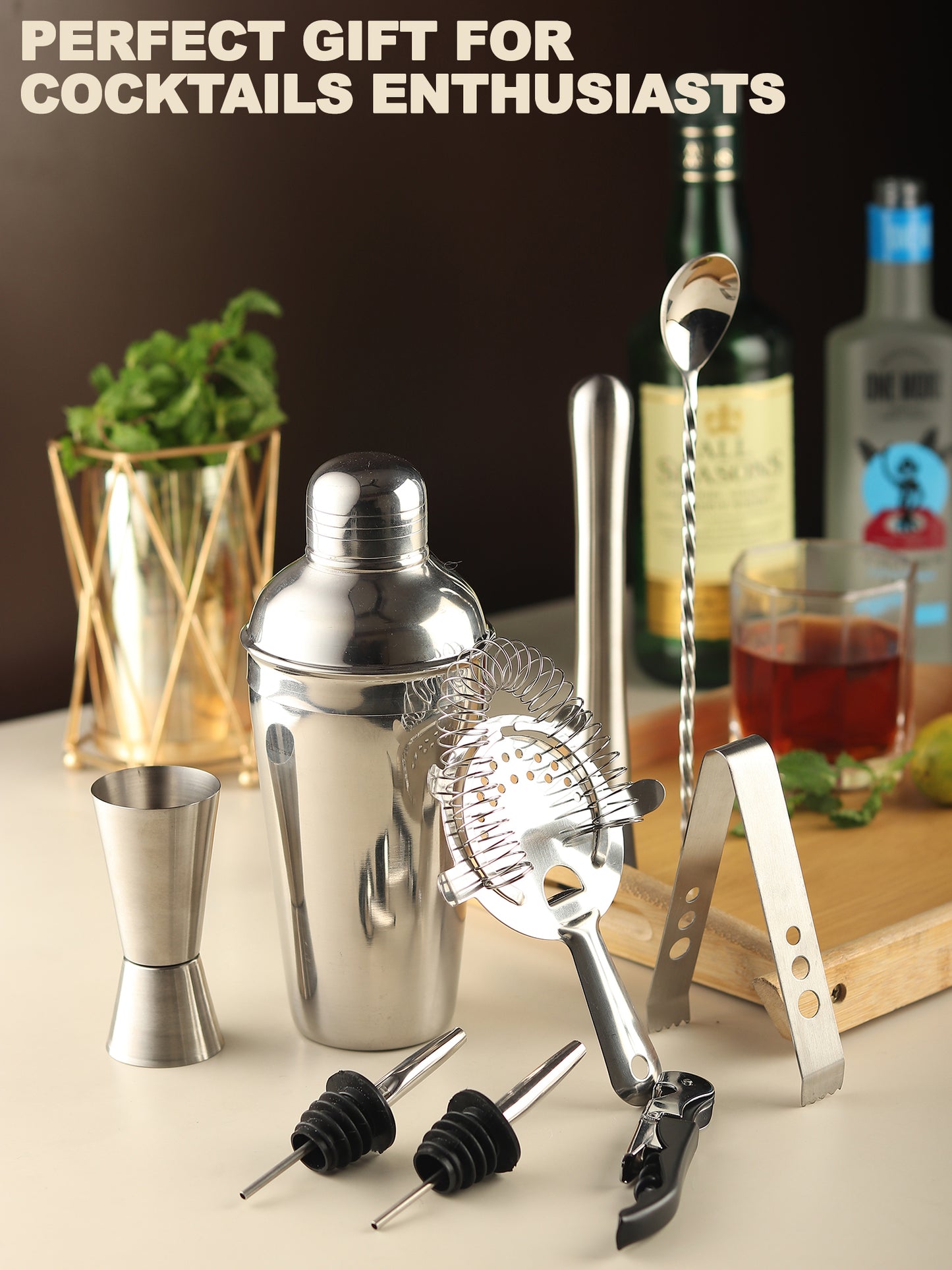 Car-O-Bar Steel Barset - Cocktail Shaker set
