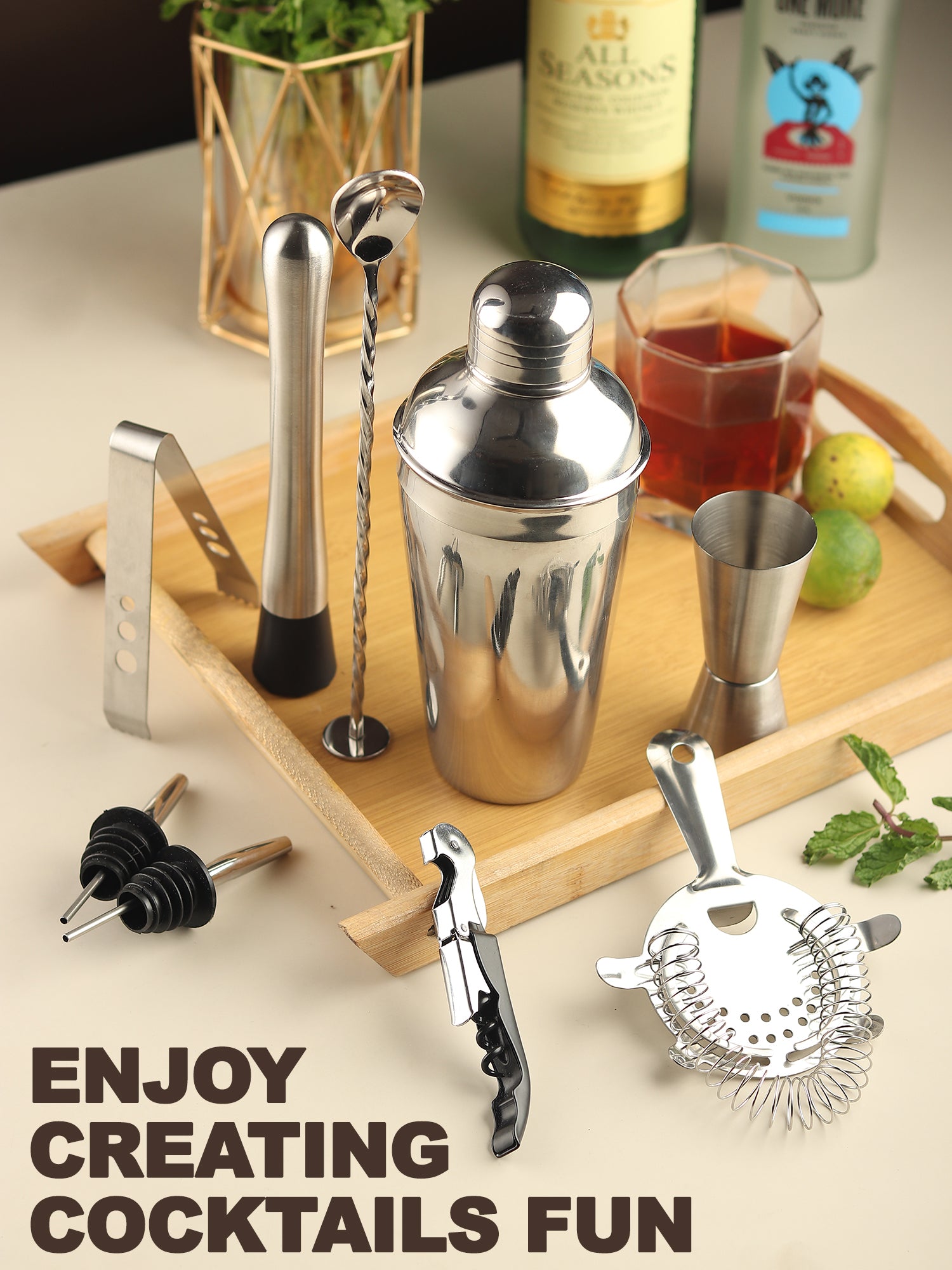 Car-O-Bar Steel Barset - Cocktail Shaker set