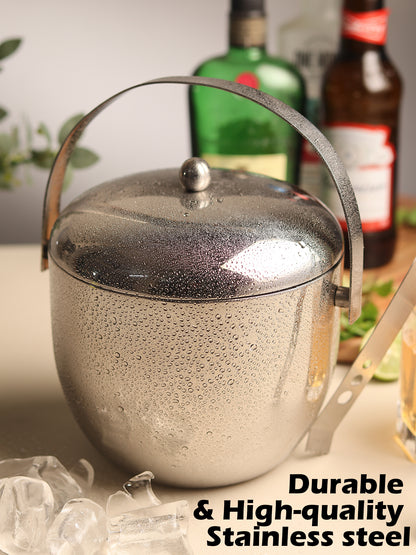 Car-O-Bar Stainless Steel Ice Bucket with Tong - Mirror Finish