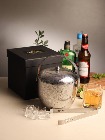 Car-O-Bar Stainless Steel Ice Bucket with Tong - Mirror Finish