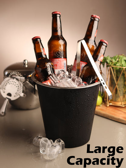 Car-O-Bar Steel Black Wine & Beer Chiller Bucket Black - 1.5ltrs