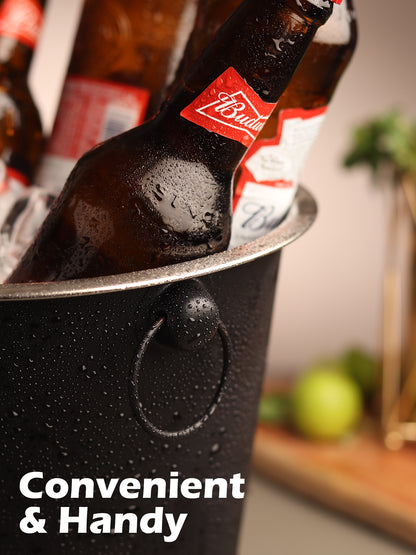 Car-O-Bar Steel Black Wine & Beer Chiller Bucket Black - 1.5ltrs