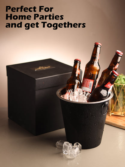 Car-O-Bar Steel Black Wine & Beer Chiller Bucket Black - 1.5ltrs
