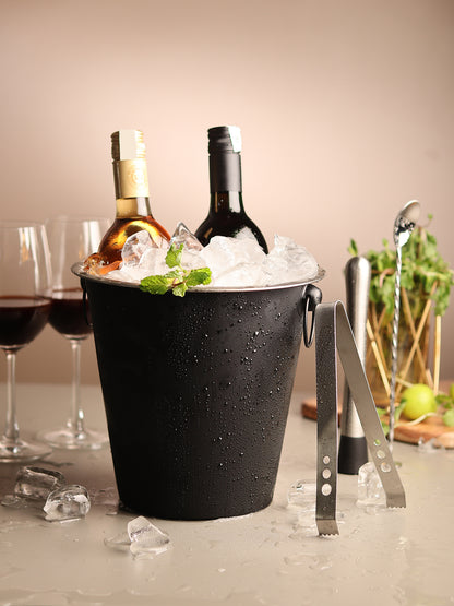 Car-O-Bar Steel Black Wine & Beer Chiller Bucket Black - 1.5ltrs