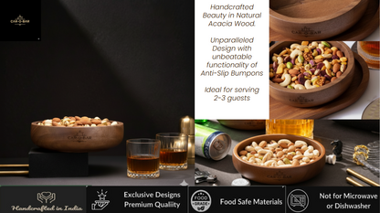 CAR-O-BAR Premium Wooden Serving Bowl | Mahogany Finish