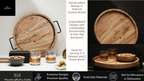Car-O-Bar Premium Wooden Serving Tray Platter with Handle | Natural Finish