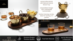CAR-O-BAR Set of 3 Premium Steel Serving Bowl with Platter | Hexagonal Gold Finish