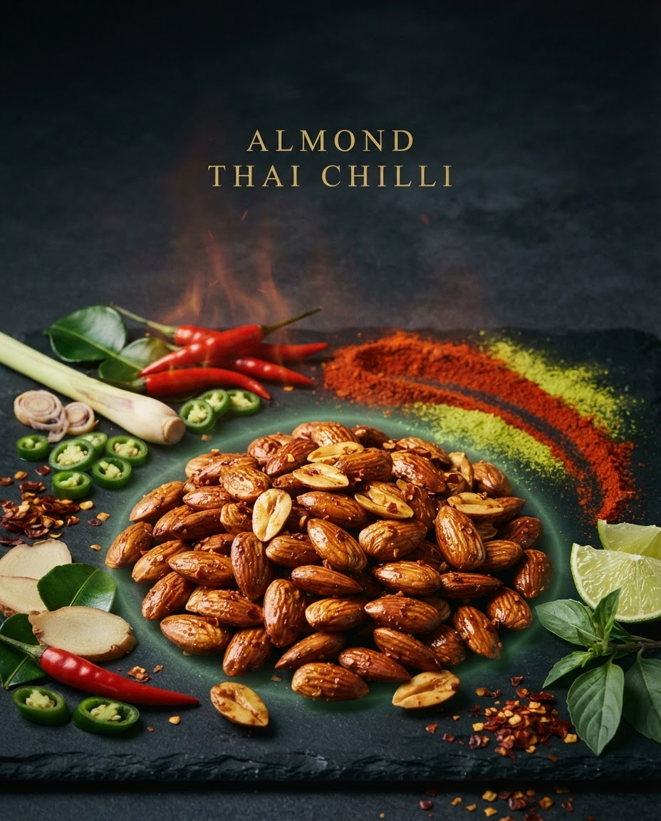CHAKHNOLOGY Roasted Almond Thai Chilli | Gourmet Cocktail Nuts & Bar Snacks 200gm