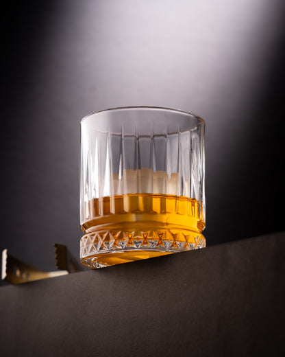Car-O-Bar Tipsy Whiskey Glass | Clear Crystal Cut Design