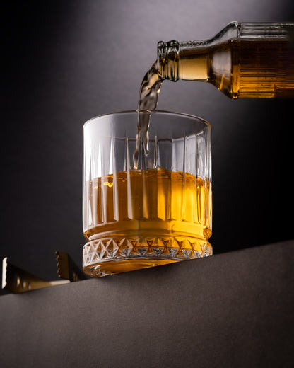 Car-O-Bar Tipsy Whiskey Glass | Clear Crystal Cut Design