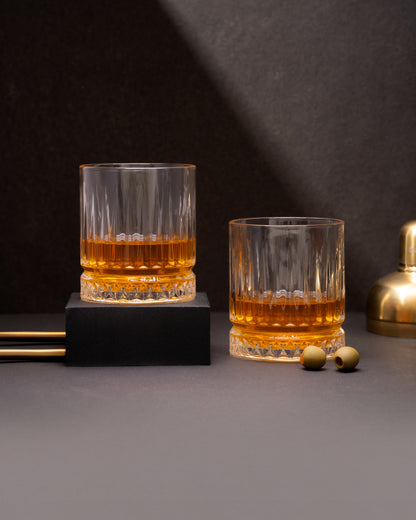 Car-O-Bar Tipsy Whiskey Glass | Clear Crystal Cut Design