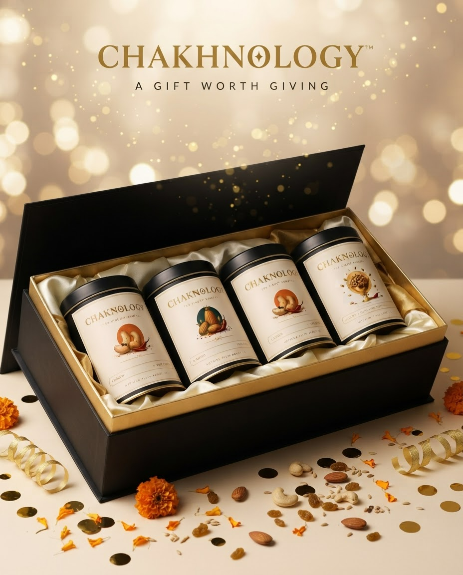 CHAKHNOLOGY Diwali Gift Set with Wooden Serving Tray | Car-O-Bar