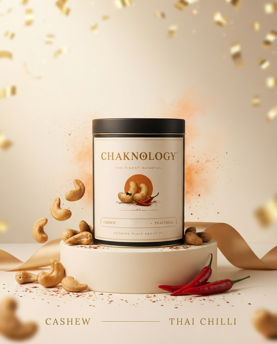CHAKHNOLOGY Roasted Cashew Thai Chilli | Gourmet Cocktail Nuts & Bar Snacks 200gm