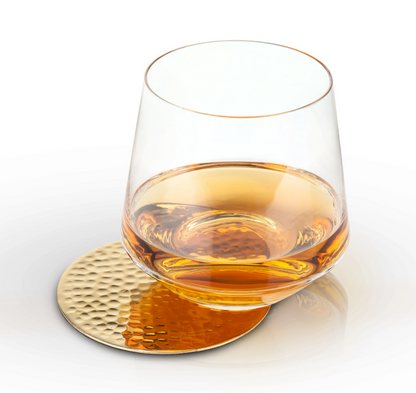 Round Hammered Design Golden Coasters || Set of 4 Coasters