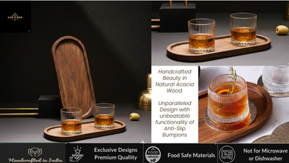 Car-O-Bar Premium Wooden Serving Tray Platter | Mahogany Finish