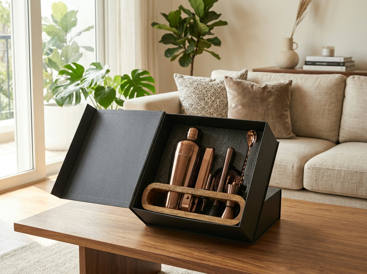 Car-O-Bar Premium Copper Gold Barset with Stand