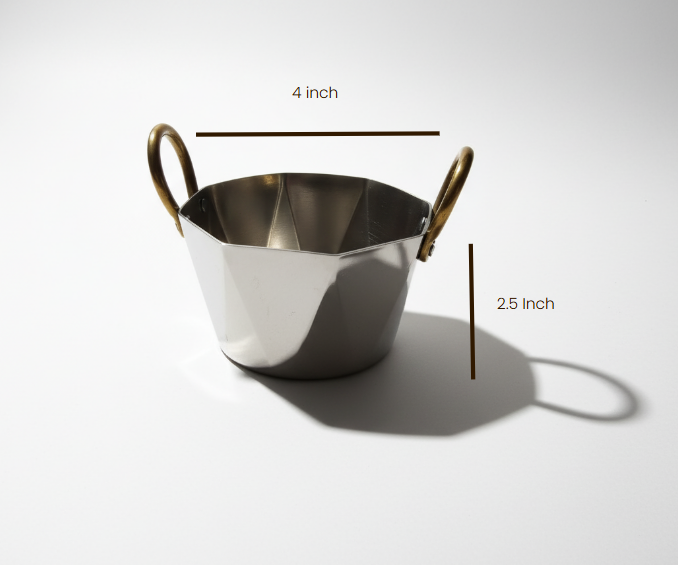 CAR-O-BAR Set of 3 Premium Steel Serving Bowl with Platter | Hexagonal Silver Finish