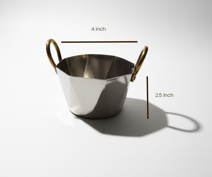 CAR-O-BAR Set of 3 Premium Steel Serving Bowl with Platter | Hexagonal Silver Finish