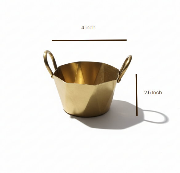 CAR-O-BAR Set of 3 Premium Steel Serving Bowl with Platter | Hexagonal Gold Finish