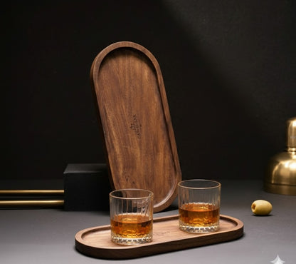 Car-O-Bar Premium Wooden Serving Tray Platter | Mahogany Finish