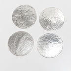 Car-O-Bar Round Hammered Design Silver Coasters || Set of 4 Coasters
